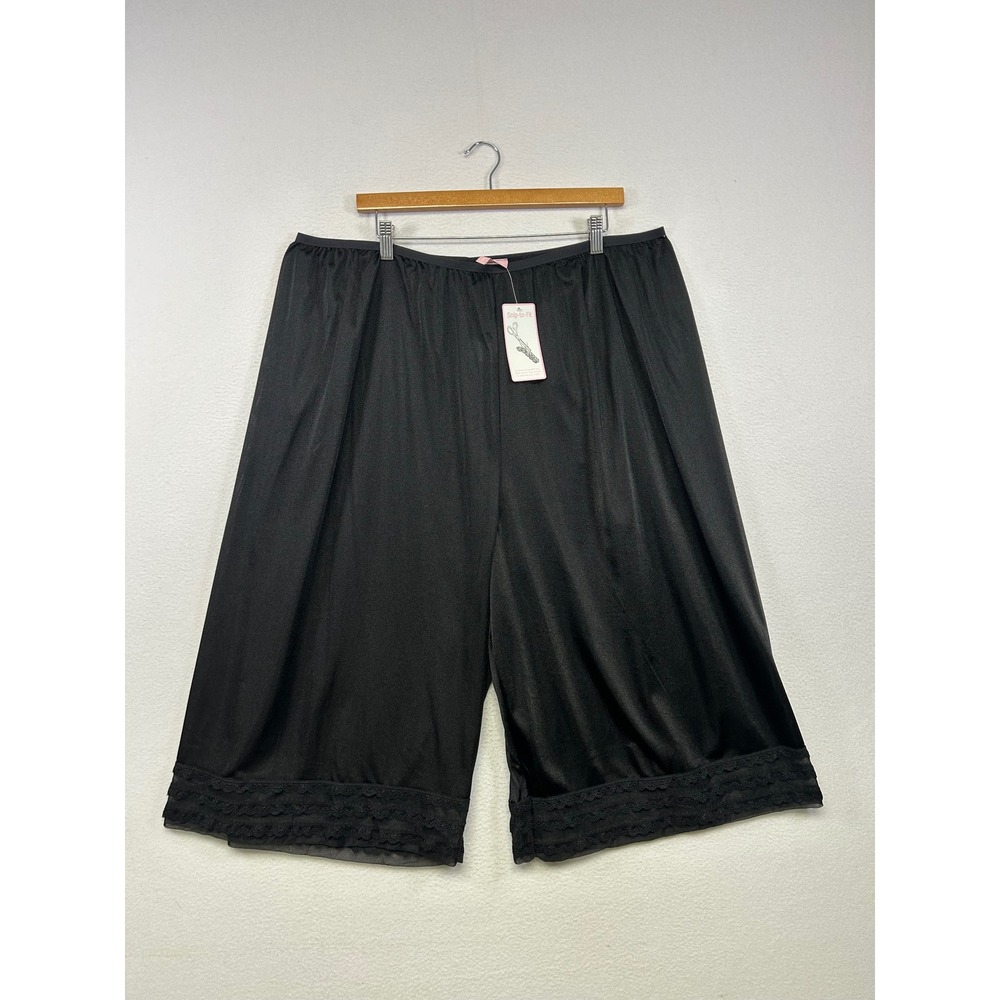 Vintage Style Comfort Choice Womens 3X Black Snip-to-Fit Lace Trim Culotte Slip